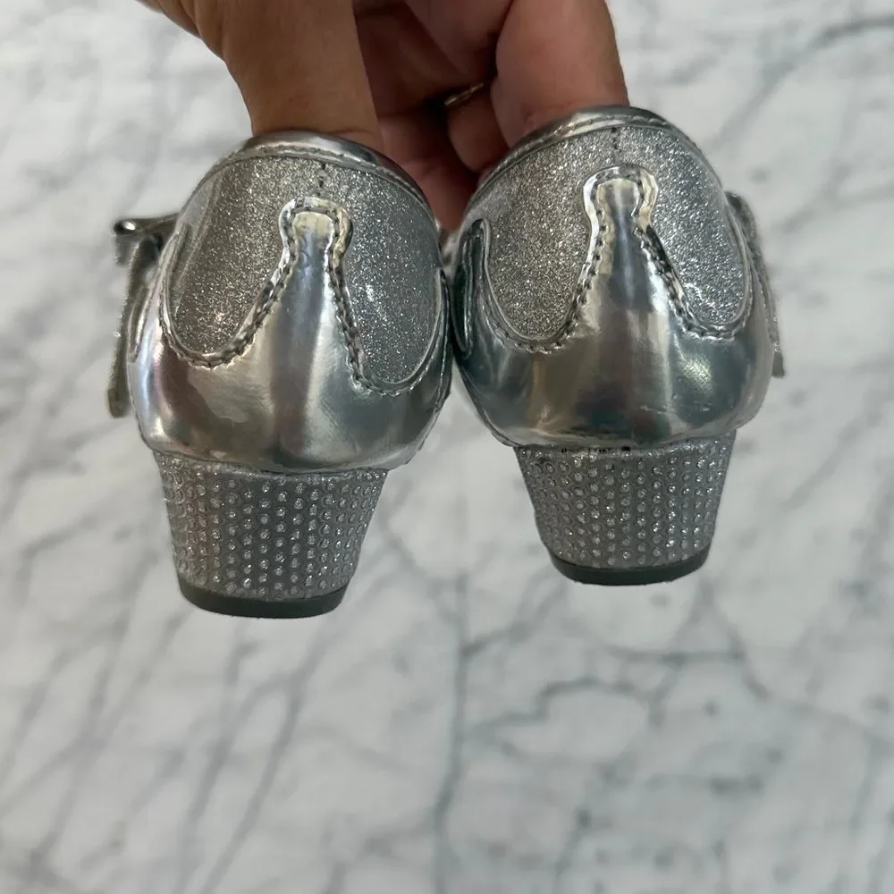 Disney Princess Girls Heeled Shoes Sparkling Silver Sz 12